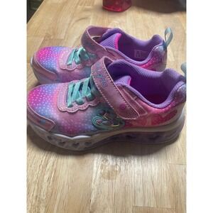 Skechers Heart Lights Kids Girls Light Up Sneakers Pink Purple Galaxy Size 13.5